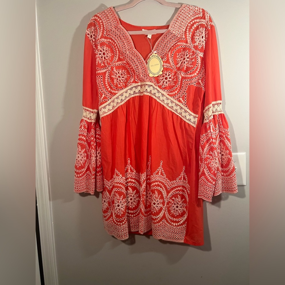 Velzera Orange with eyelets blouse size s/m